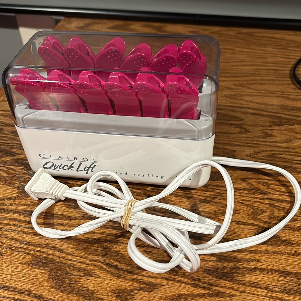 Clairol Quick Lift Heated Styling Clips Vintage 1993 Working Complete Set Pink